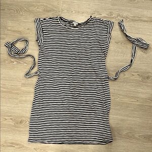 J.Crew Striped Black and White Dress with Ties